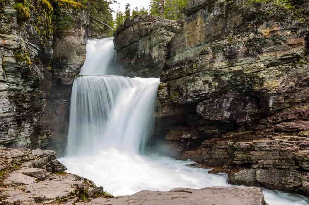 Waterfalls in Glacier National Park, St. Mary Falls